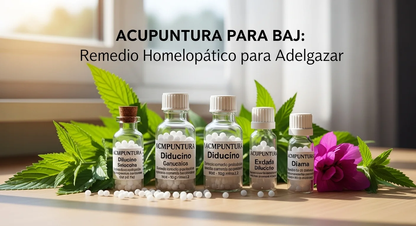 Remedios homeopáticos de Acupuntura Para Baj en frascos con glóbulos y diluciones