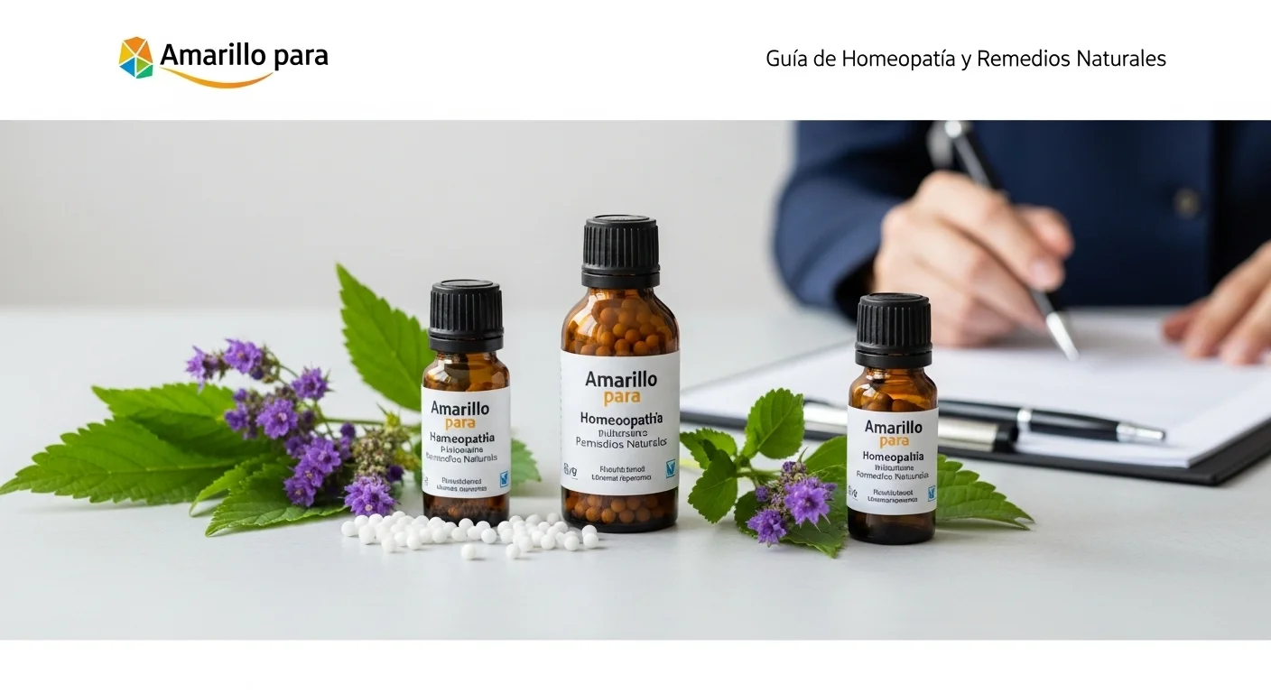 Remedios homeopáticos de Amarillo Para en frascos con glóbulos y diluciones
