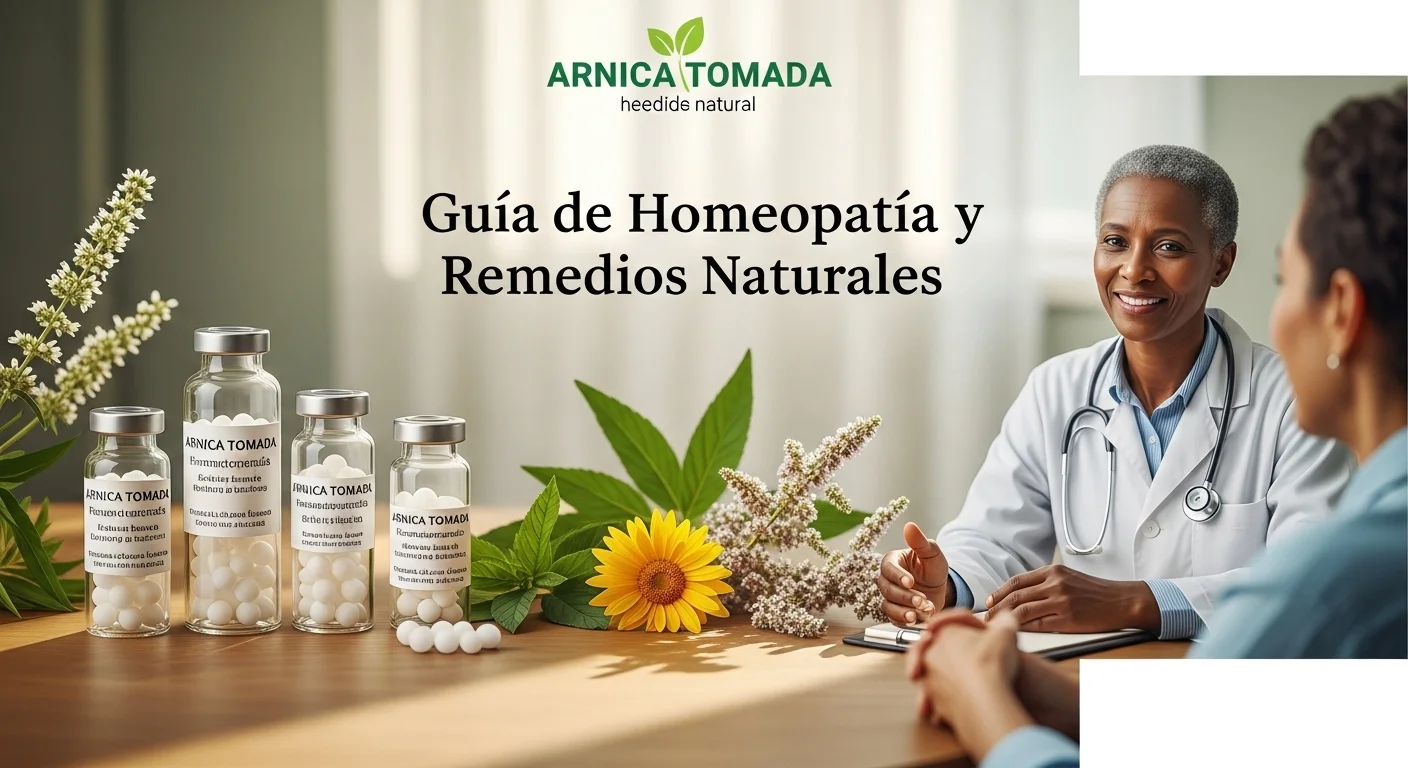 Remedios homeopáticos de Arnica Tomada en frascos con glóbulos y diluciones