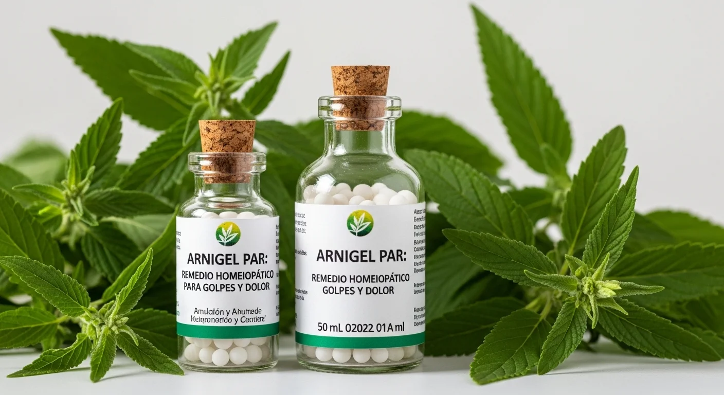 Remedios homeopáticos de Arnigel Par en frascos con glóbulos y diluciones