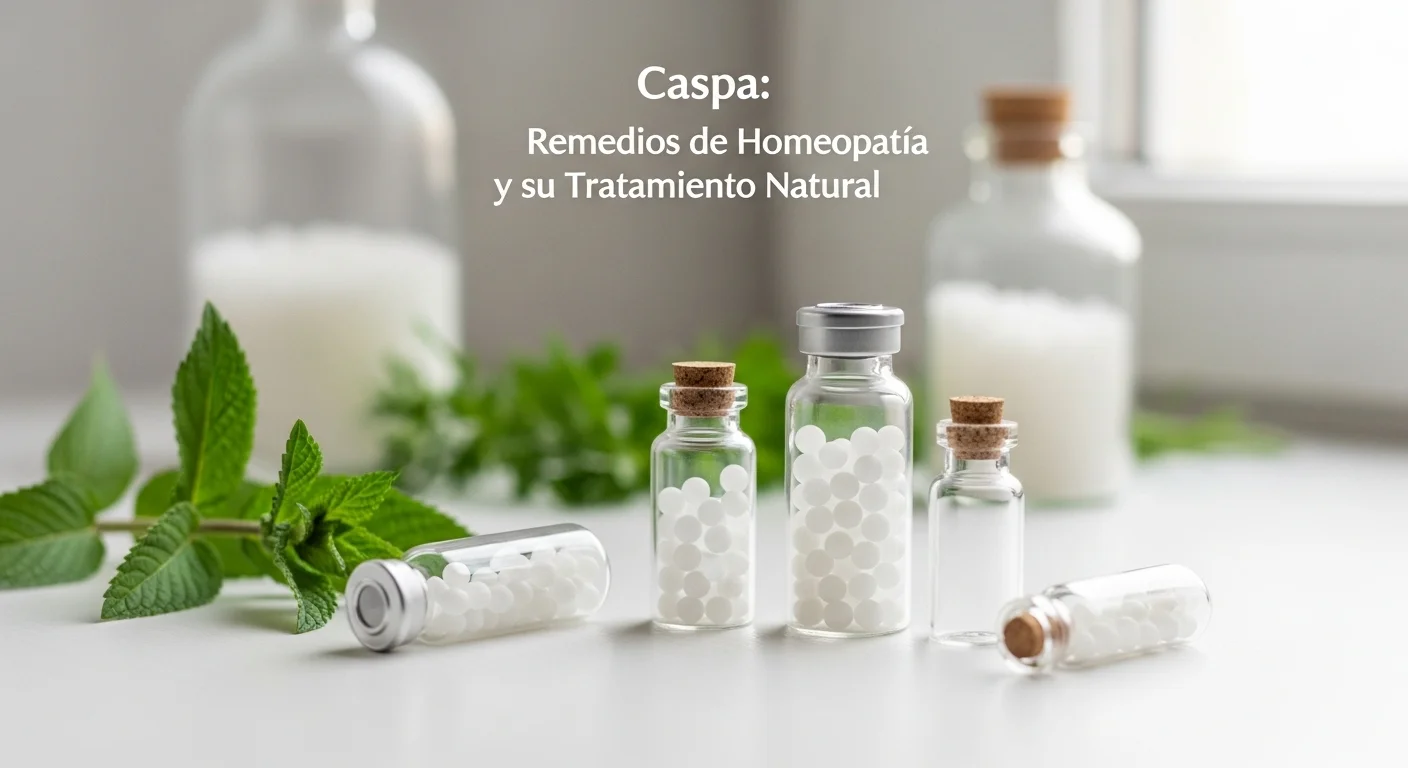 Remedios homeopáticos de Caspa en frascos con glóbulos y diluciones