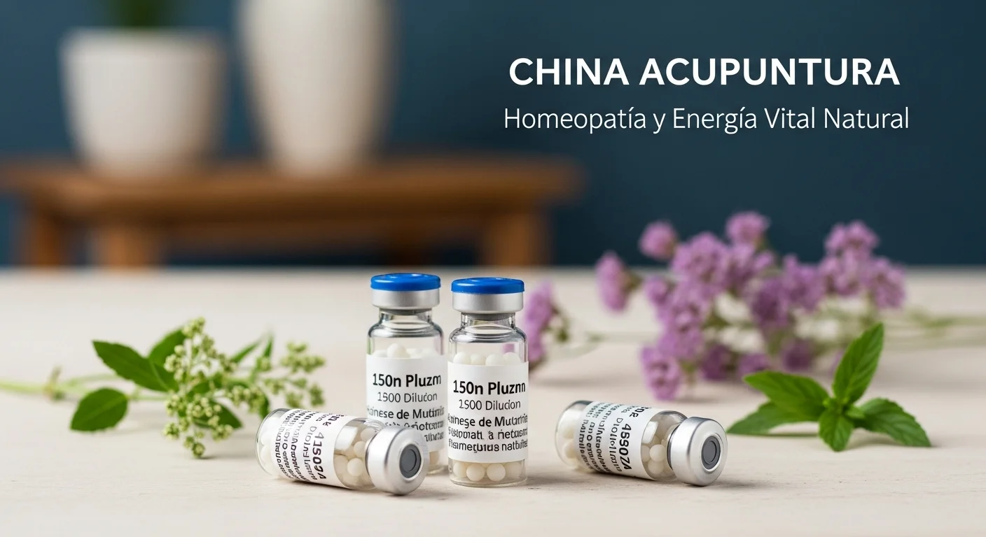 Remedios homeopáticos de China Acupuntura en frascos con glóbulos y diluciones