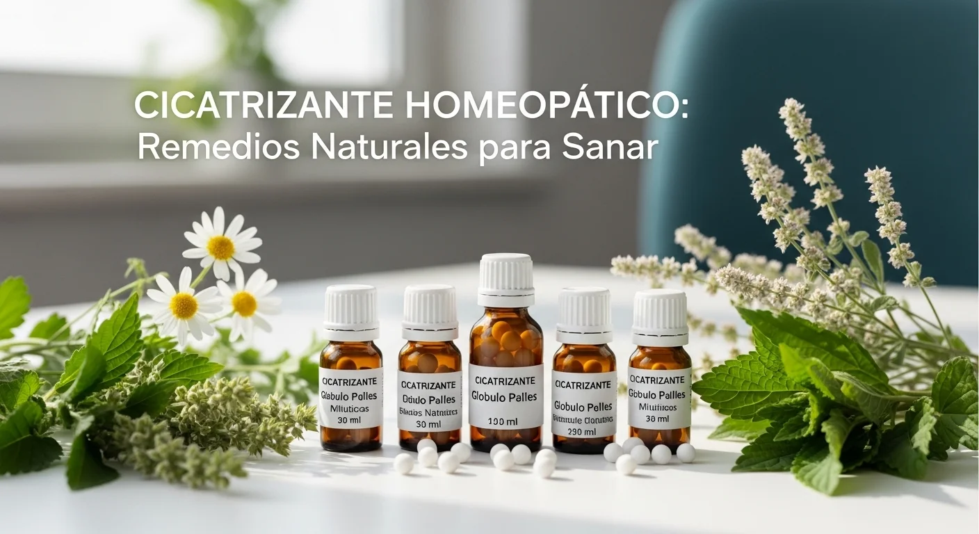 Remedios homeopáticos de Cicatrizante en frascos con glóbulos y diluciones