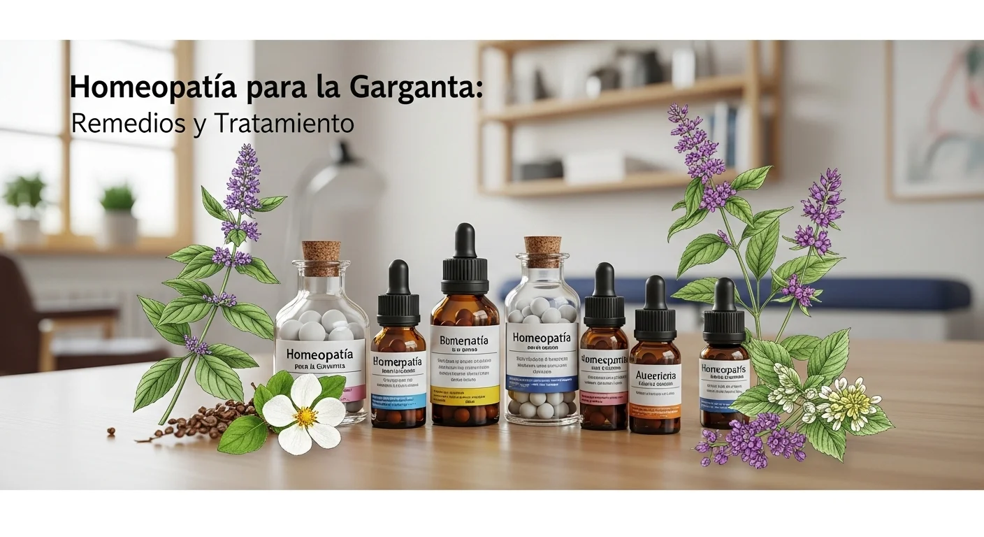 Remedios homeopáticos de Garganta en frascos con glóbulos y diluciones