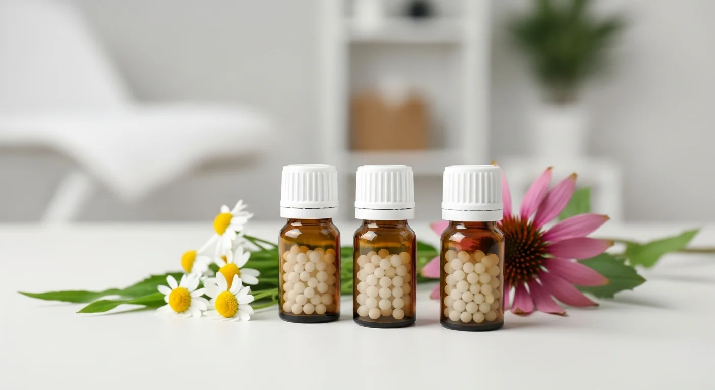 Remedios homeopáticos de Garganta Inflamada en frascos con glóbulos y diluciones