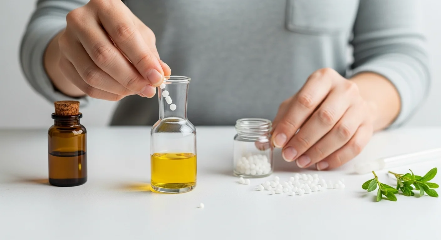 Preparación y uso de remedios como Nux vomica e Ignatia amara para tratamientos homeopáticos del hipo.