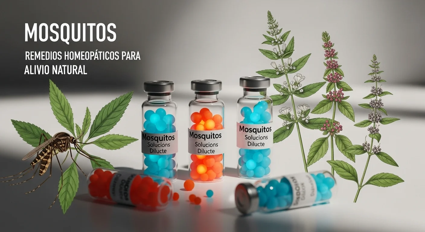 Remedios homeopáticos para Mosquitos en frascos con glóbulos y diluciones