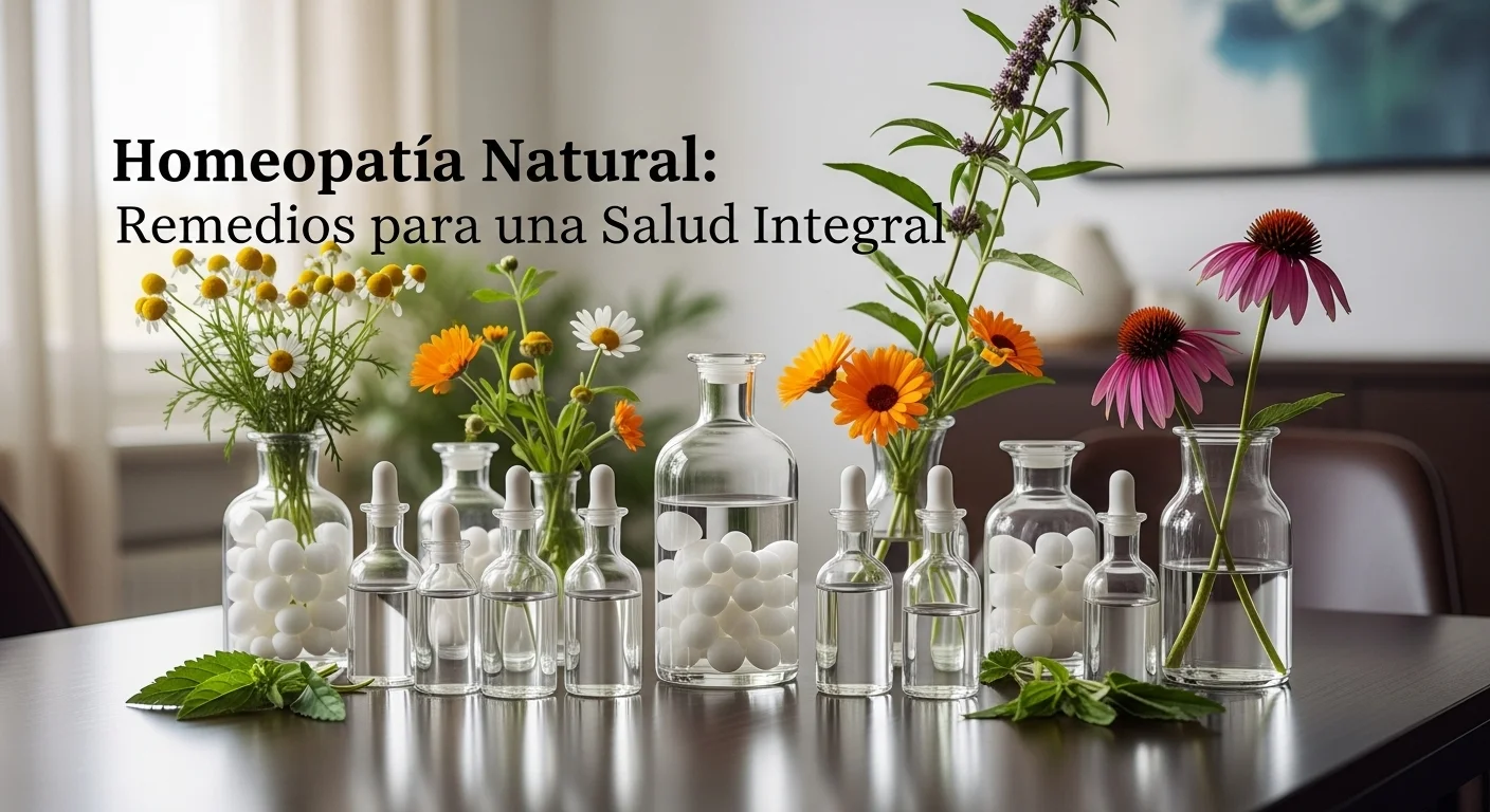Remedios homeopáticos de Natural en frascos con glóbulos y diluciones