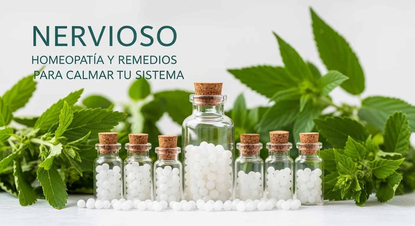 Remedios homeopáticos para el sistema nervioso en frascos con glóbulos y diluciones