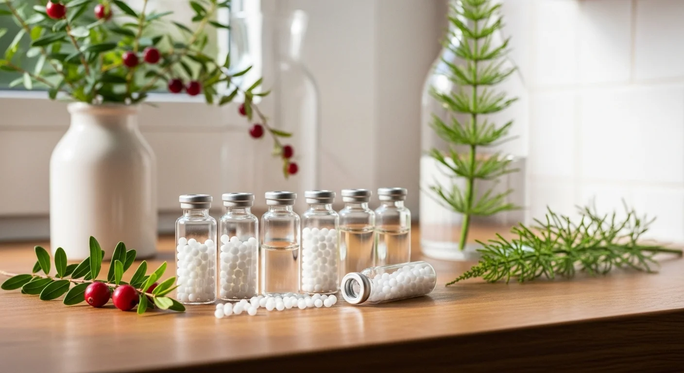 Remedios homeopáticos de Para Cistitis en frascos con glóbulos y diluciones