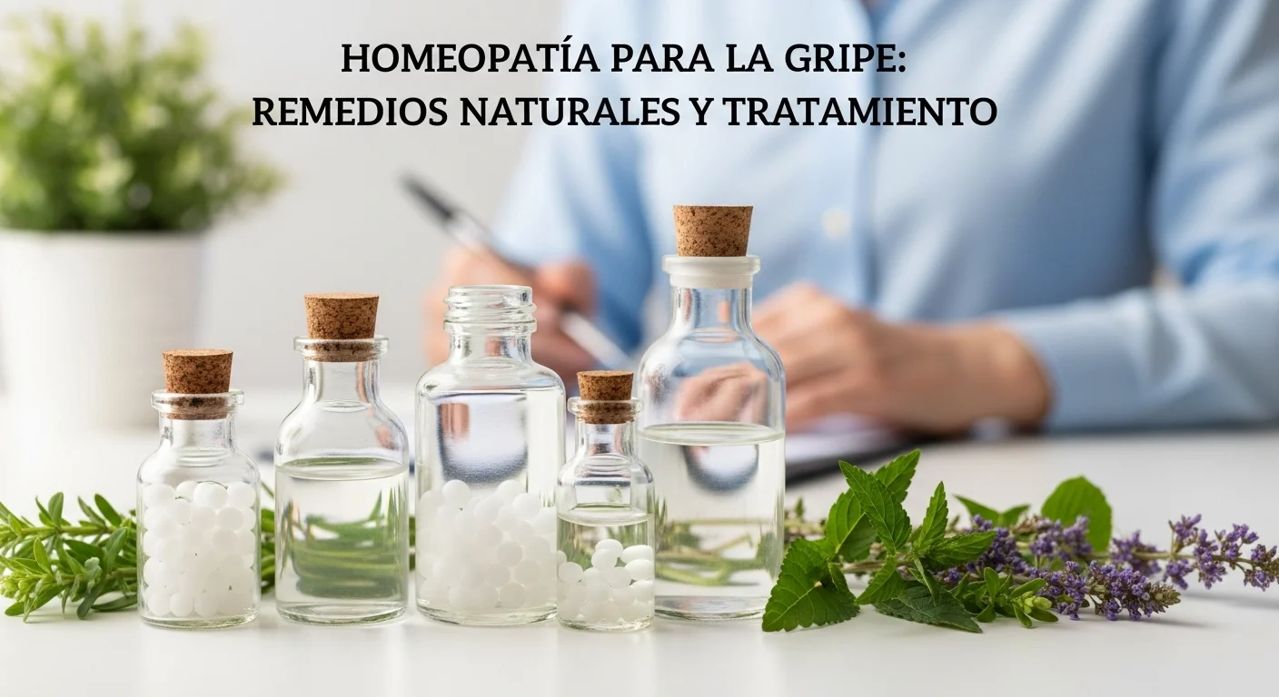 Remedios homeopáticos de Para La Gripe en frascos con glóbulos y diluciones