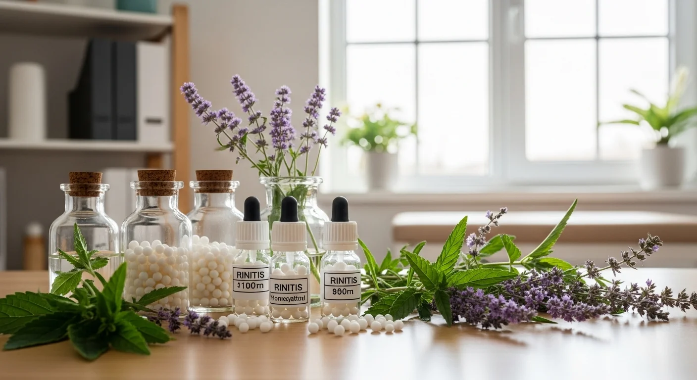 Remedios homeopáticos de Para Rinitis en frascos con glóbulos y diluciones