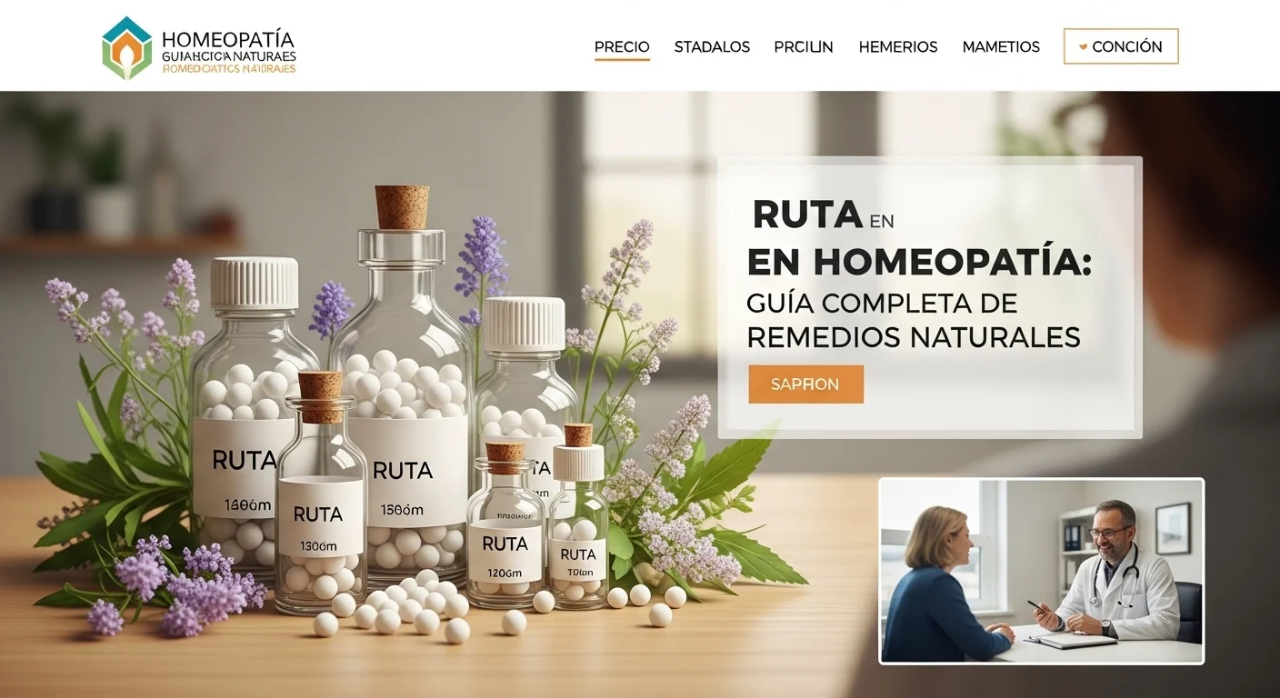 Remedios homeopáticos de Ruta en frascos con glóbulos y diluciones