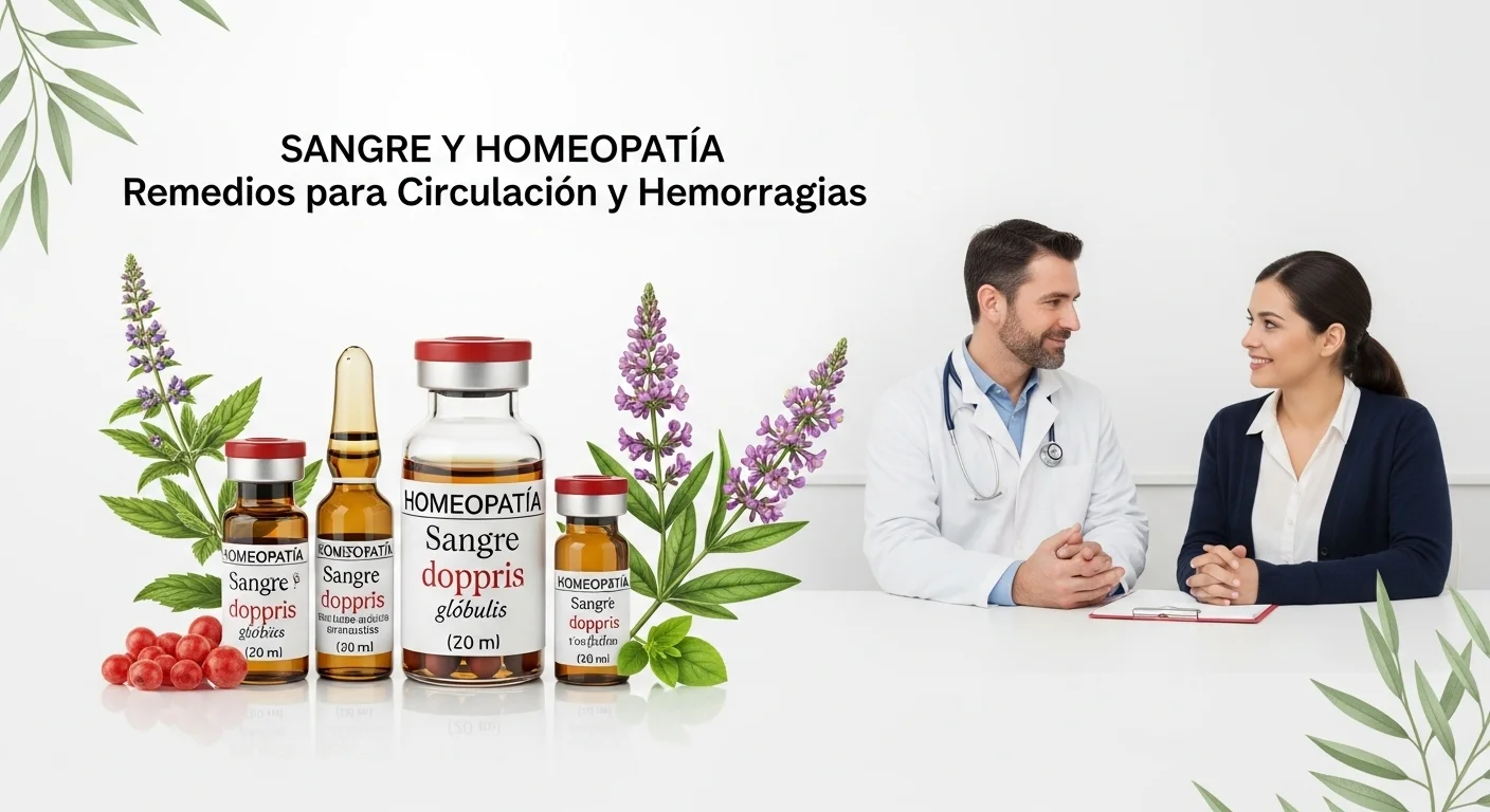 Remedios homeopáticos de Sangre en frascos con glóbulos y diluciones