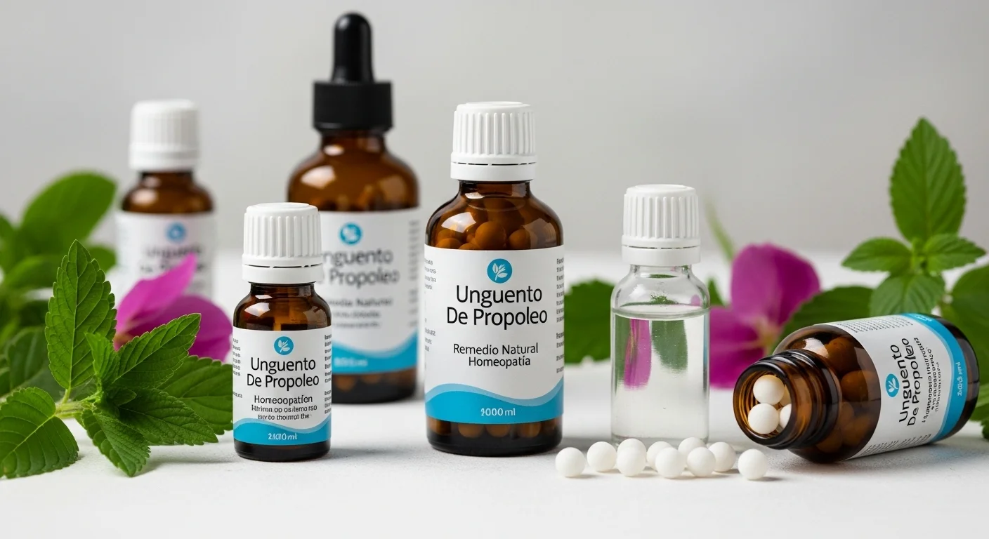 Remedios homeopáticos de Unguento De Propoleo en frascos con glóbulos y diluciones